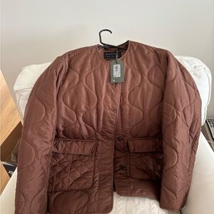 AllSaints Foxi Chocolate jacket size 4 but runs oversized